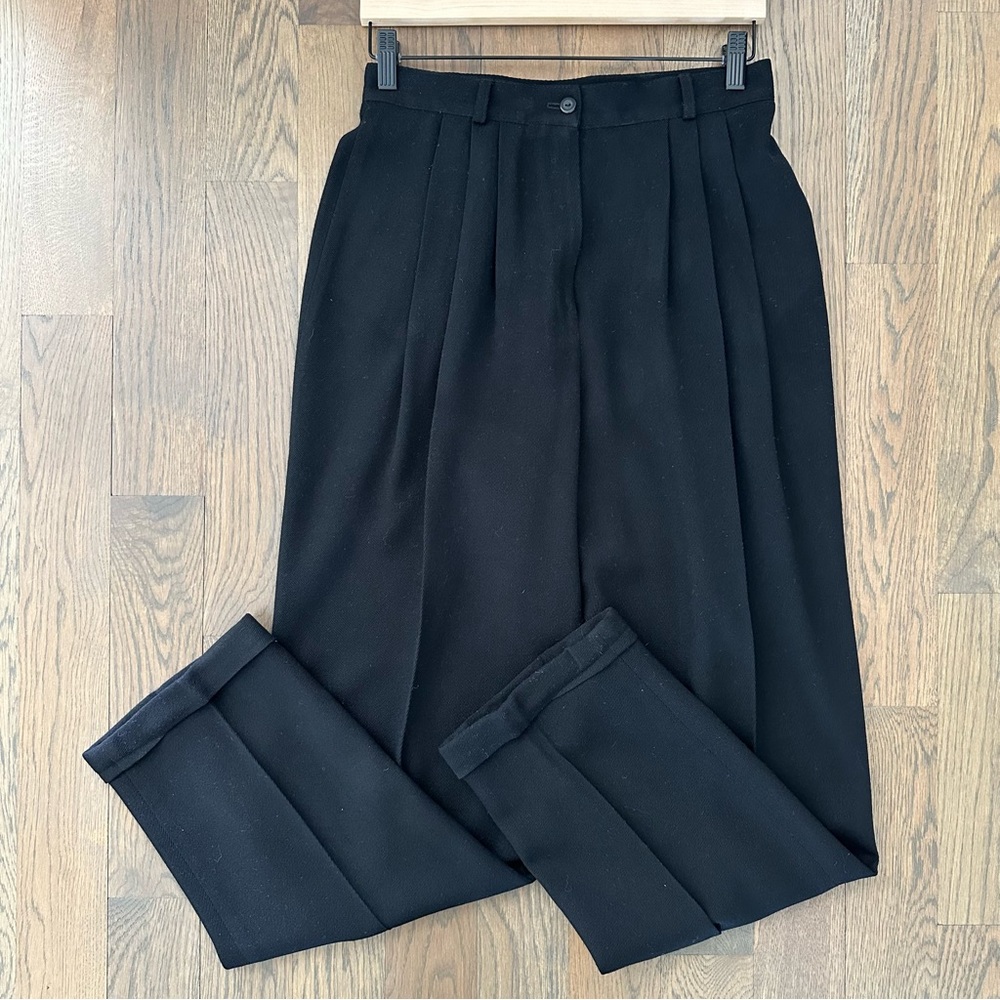 Vintage Jones New York High Waist Pleated Worsted Wool Trouser Pant Black 10 / M